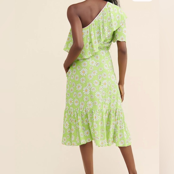 BOUTIQUE MOSCHINO Dress Green Daisy Off Shoulder - Picture 3 of 14